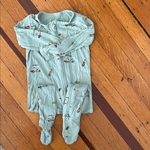 Kyte BABY Mint Green Golf-Print Footed One-Piece